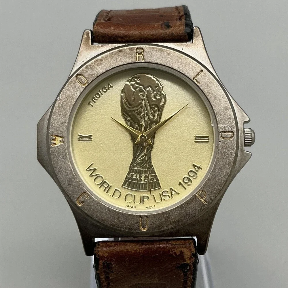 Vintage Troika FIFA World Cup USA 1994 Mens Watch 40mm Gold Dial New Battery